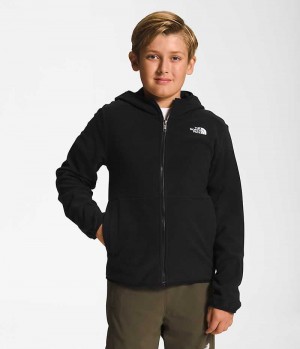 The North Face Glacier Full-Zip Hooded Fleecejackor Pojke Svarta | SVERIGE SIJXHQ