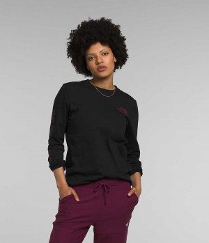 The North Face Long Sleeve Sleeve Hit Tryck T-Shirt Dam Svarta | SE AGOPVT