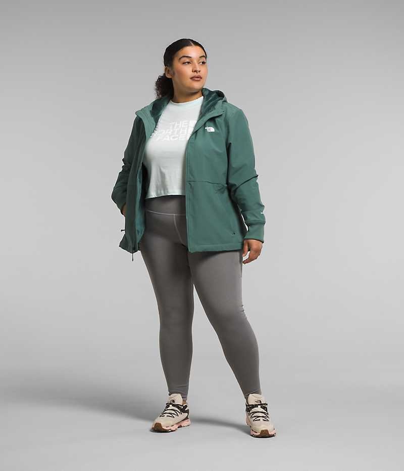 The North Face Plus Shelbe Raschel Hoodie Softshelljacka Dam Gröna | STOCKHOLM AVSTJI